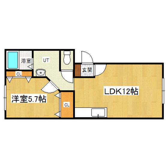 ノースショア(1LDK/1階)の間取り写真
