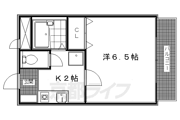 HAMASO京大北II(1K/3階)の間取り写真