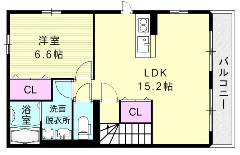 カーサフェリース(1LDK/2階)の間取り写真