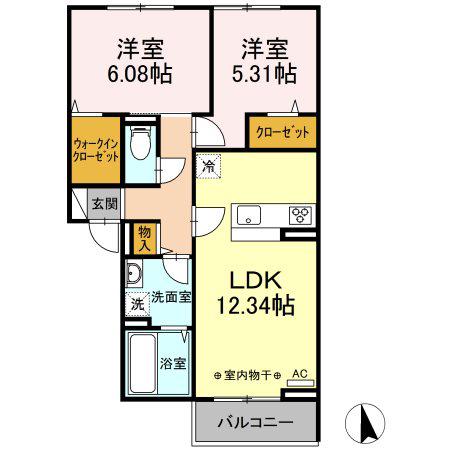 アルタフォーレ A(2LDK/2階)の間取り写真