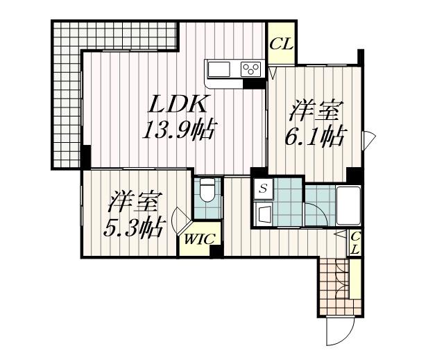 シャルム末広(2LDK/2階)の間取り写真