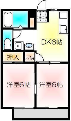 フォブール川西(2DK/1階)の間取り写真