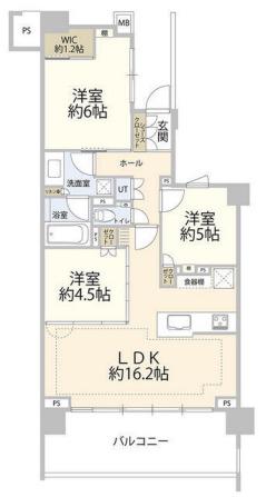 パークシティ高田馬場(3LDK/6階)の間取り写真