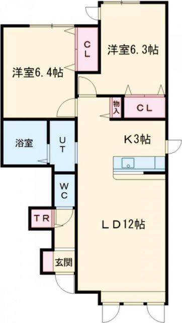 ルミュゼ東光(2LDK/1階)の間取り写真