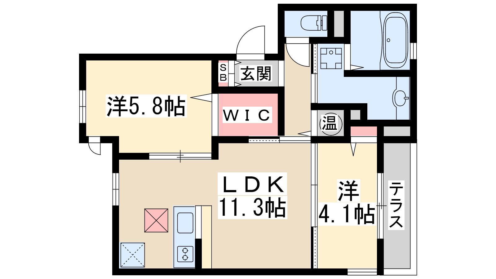 エル・セレーノ江坂ウエスト(2LDK/1階)の間取り写真