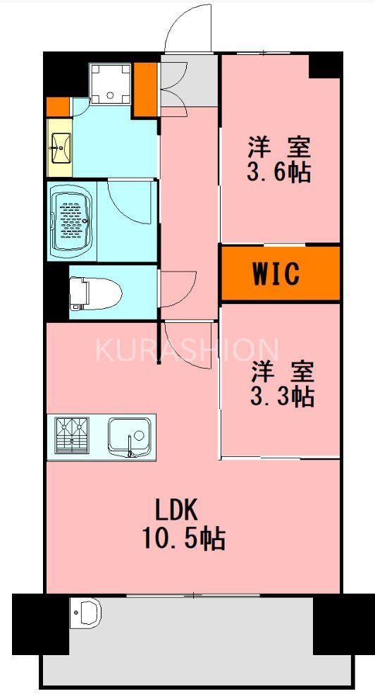 デュレジア平尾プレミアム(2LDK/5階)の間取り写真