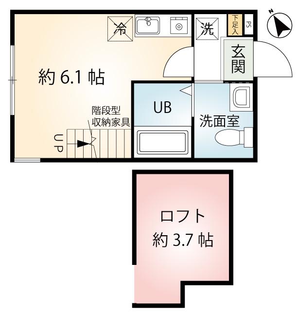 TALBOT HOUSE山手山元町II(ワンルーム/2階)の間取り写真