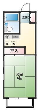 ツインハイツ鷺宮(1K/2階)の間取り写真
