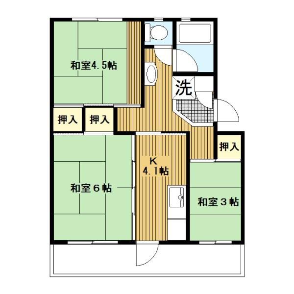 藤沢西部(3DK/3階)の間取り写真
