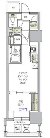 アーバネックス谷町四丁目(1LDK/13階)の間取り写真
