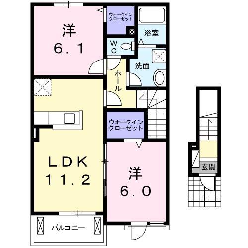 ソレイユ ランコントル(2LDK/2階)の間取り写真