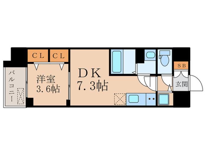 ベラジオレガシー葛野大路八条(1DK/11階)の間取り写真