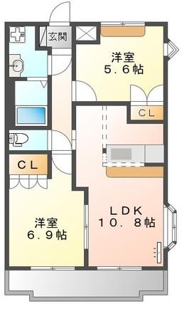 コンフォース西前田(2LDK/2階)の間取り写真