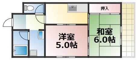 サンサーラ・タツミ(2K/4階)の間取り写真