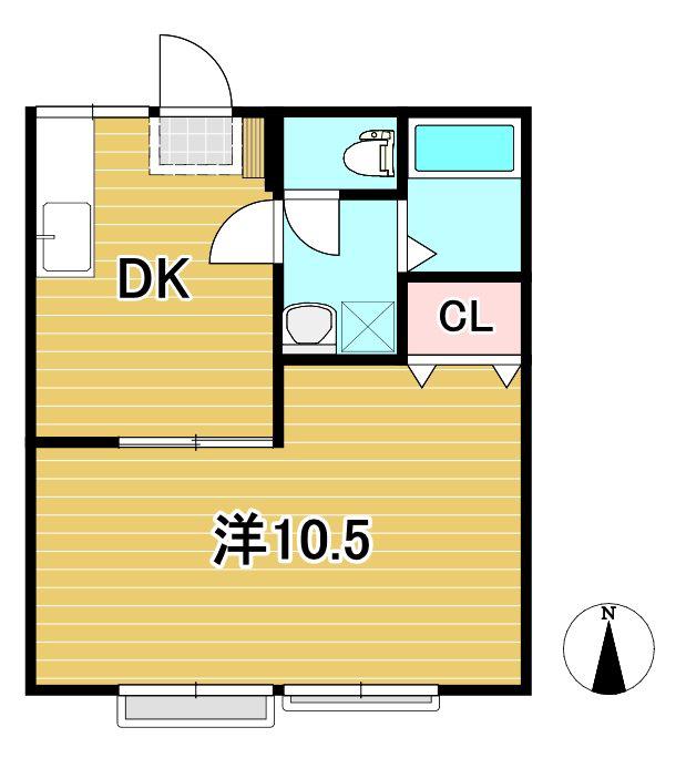 内山ハイツB(1DK/2階)の間取り写真
