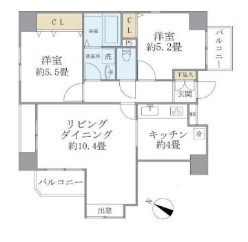 PLUS ONE プラスワン(2LDK/10階)の間取り写真
