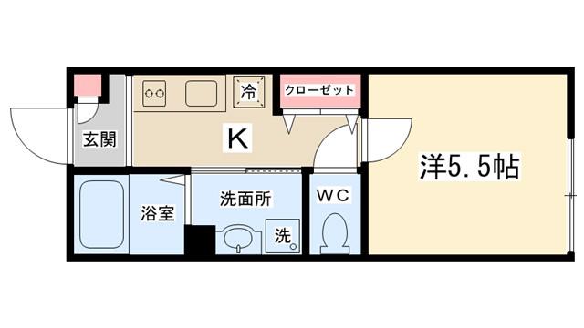 フルセイル古淵(1K/1階)の間取り写真