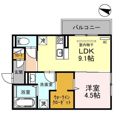 メゾンカリネ(1LDK/1階)の間取り写真
