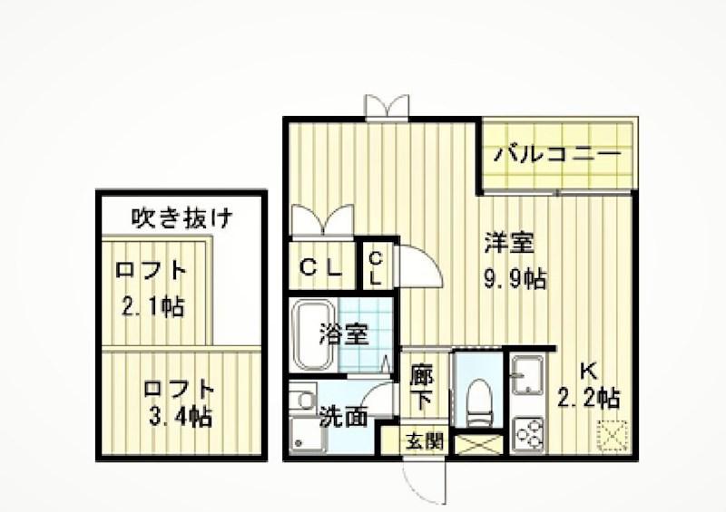 アンセム(1K/4階)の間取り写真