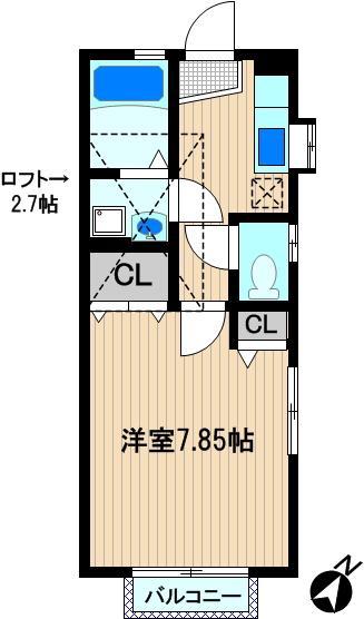 ビーンハイツ(1K/2階)の間取り写真