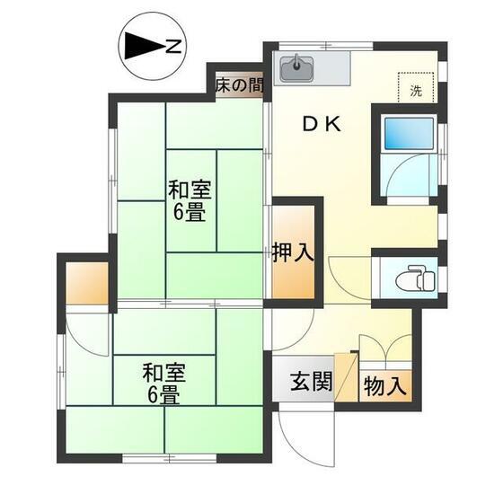 船木荘(2K/1階)の間取り写真