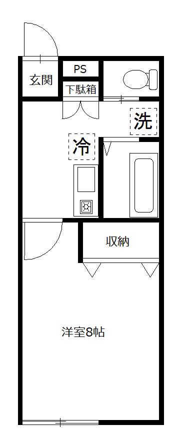 ゴールドパレスI(1K/2階)の間取り写真