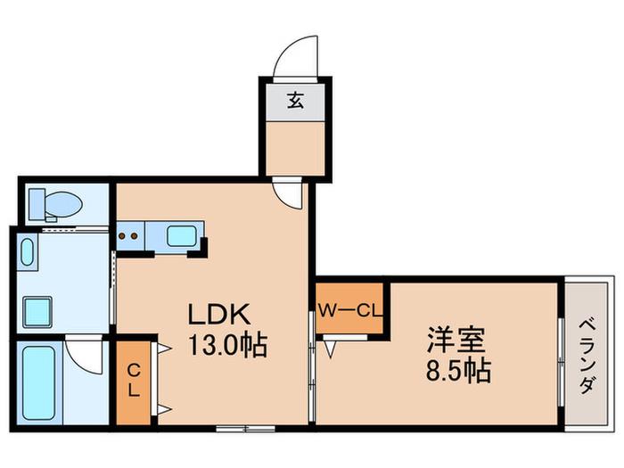 ボヌール(1LDK/5階)の間取り写真