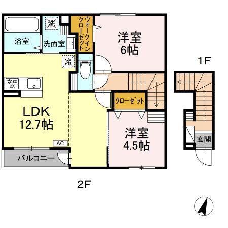 MOCRAFT下井草(1LDK/1階)の間取り写真