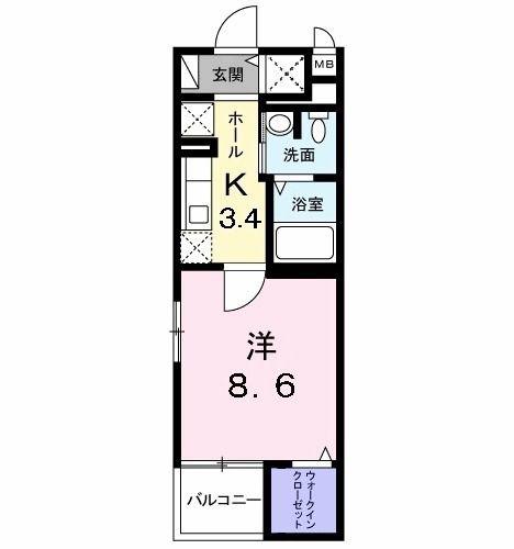 マーベラス(1K/2階)の間取り写真
