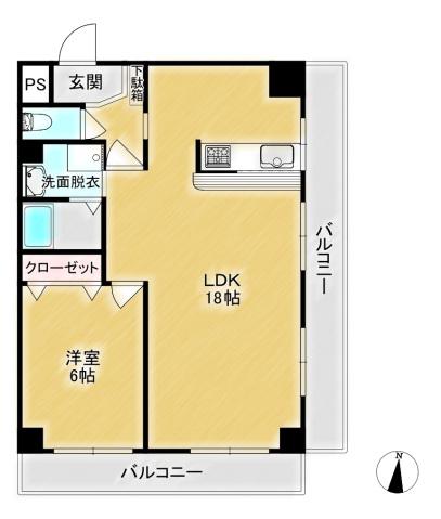 コルテージュII(1LDK/1階)の間取り写真