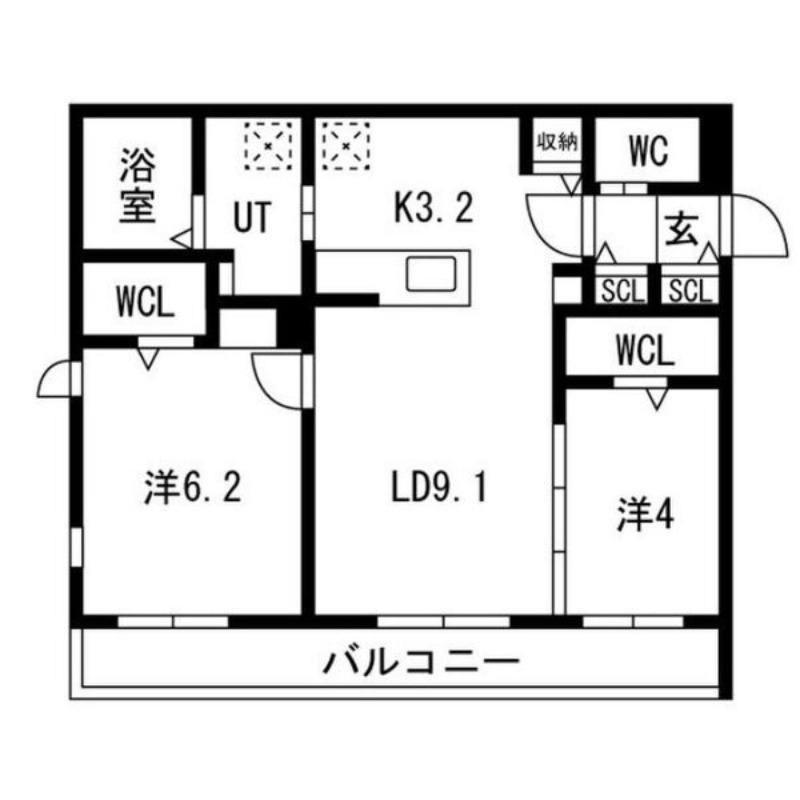 南4条西25丁目MS(2LDK/5階)の間取り写真