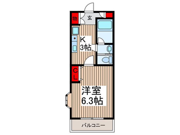 レジデンス所沢参番館(1K/1階)の間取り写真