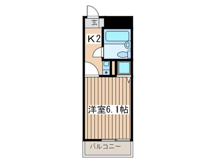 ライオンズマンション田奈(1K/3階)の間取り写真