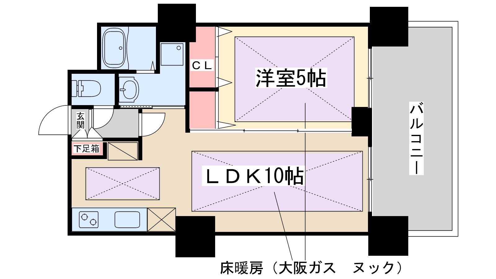 ノルデンタワー新大阪プレミアム(1LDK/6階)の間取り写真