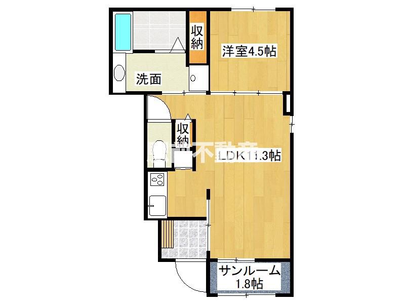 エスペランサ田代(1LDK/1階)の間取り写真