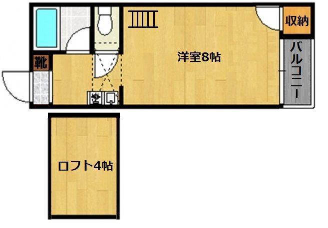レインボー室見(ワンルーム/2階)の間取り写真