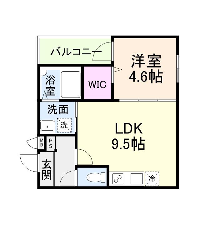 ウインドコート上本町(1LDK/2階)の間取り写真