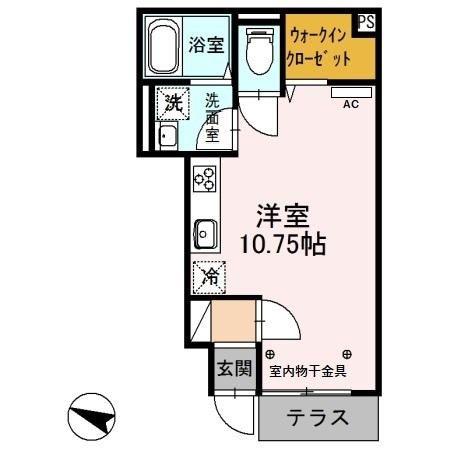 ボヌールK(ワンルーム/1階)の間取り写真