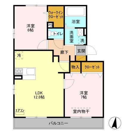 リッシェル・パルコ (2LDK/3階)の間取り写真