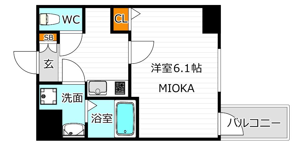 プレサンス上町台クレスト(1K/5階)の間取り写真