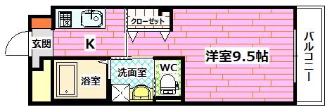 ウィステリアV番館(1K/2階)の間取り写真