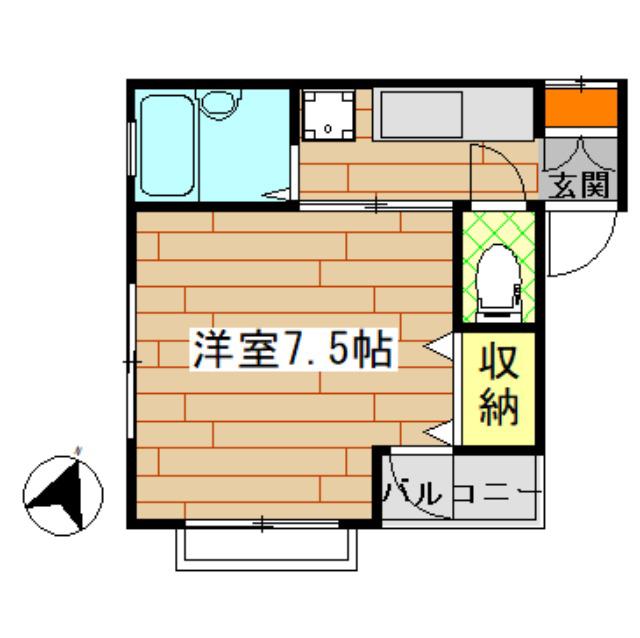 ロータス(1K/1階)の間取り写真