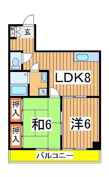 田口第一ビル(2LDK/3階)の間取り写真