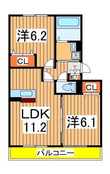 カシータ3(2LDK/1階)の間取り写真