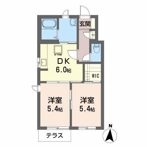 WITTY HOUSE(2DK/1階)の間取り写真
