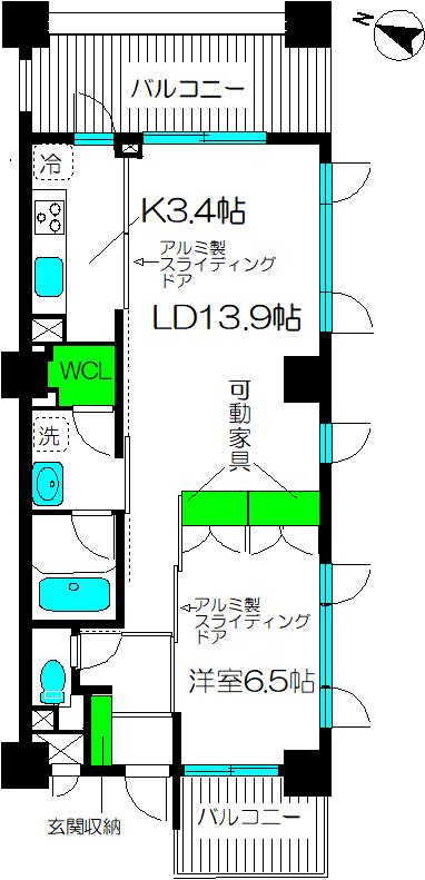 東京メトロ丸ノ内線 方南町駅 徒歩4分 7階建 築22年(1LDK/4階)の間取り写真