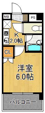 スタジオ・ニュートラッド(1K/2階)の間取り写真