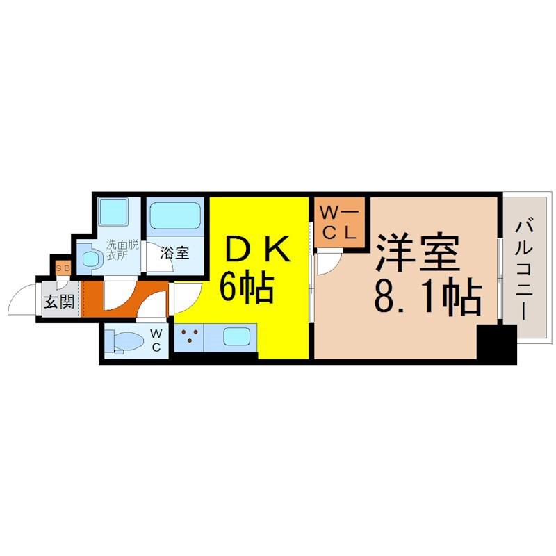 プライムローズ(1DK/2階)の間取り写真