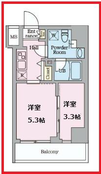 ハイズ桜橋ミライズ(2K/1階)の間取り写真