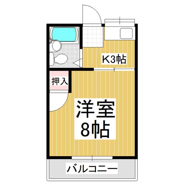 サニーハイツB(1K/2階)の間取り写真